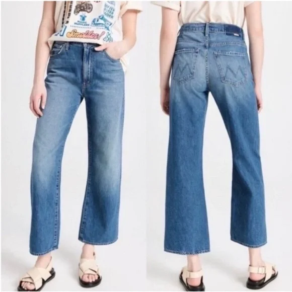 MOTHER Dodger Ankle Blue Flare & Wide Leg Jeans - Picture 2 of 11